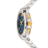 Versace Greca Quartz Blue Dial Silver Steel Strap Watch For Men - VEZ900221 Authentic Buy Shop Now