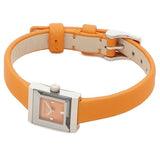 Gucci G-Frame Square Mother of Pearl Orange Dial Orange Leather Strap Watch For Women - YA128532 Authentic Buy Shop Now