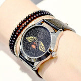 Gucci G Timeless Bee Black Dial Black Leather Strap Watch For Women - YA1264067 Authentic Buy Shop Now