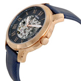 Fossil Grant Automatic Skeleton Blue Dial Blue Leather Strap Watch for Men - ME3102 Authentic Buy Shop Now
