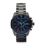 Diesel Mega Chief Chronograph Black Dial Black Steel Strap Watch For Men - DZ4318 Authentic Buy Shop Now