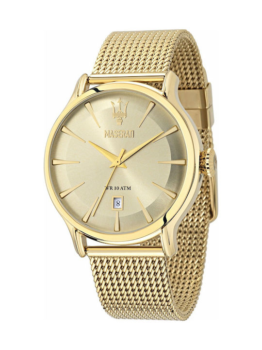 Maserati Epoca Golden Dial Golden Mesh Bracelet Watch For Men - R8853118003 Authentic Buy Shop Now