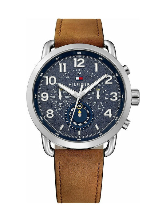 Tommy Hilfiger Briggs Chronograph Blue Dial Brown Leather Strap Watch for Men - 1791424 Authentic Buy Shop Now
