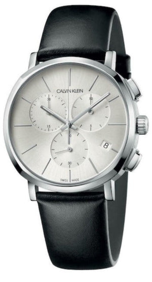 Calvin Klein Posh Silver Dial Black Leather Strap Watch for Men - K8Q371C6 Authentic Buy Shop Now