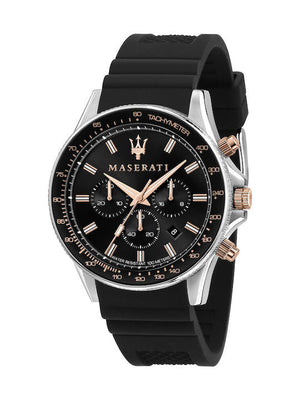 Maserati SFIDA 44mm Black Silicon Chronograph Watch For Men - R8871640002 Authentic Buy Shop Now