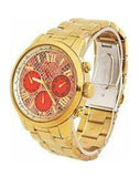 Guess Mini Sunrise Quartz Analog Orange Dial Gold Steel Strap Watch For Women - W0448L7 Authentic Buy Shop Now