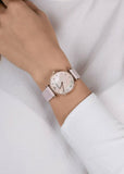 Emporio Armani Gianni T Bar Mother Of Pearl Pink Dial Pink Leather Strap Watch For Women - AR1958 Authentic Buy Shop Now