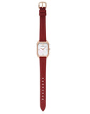 Emporio Armani Gianni T Bar Two-Hand Mother of Pearl Dial Red Leather Strap Watch For Women - AR11467 Authentic Buy Shop Now