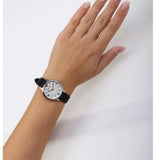 Emporio Armani Kappa White Mother of Pearl Dial Black Leather Strap Watch For Women - AR2509 Authentic Buy Shop Now