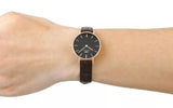 Daniel Wellington Classic Petite York Black Dial Brown Leather Strap Watch For Women - DW00100226 Authentic Buy Shop Now
