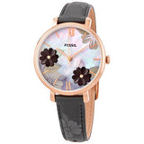 Fossil Jacqueline Mother of Pearl Dial Black Leather Strap Watch for Women - ES4535 Authentic Buy Shop Now