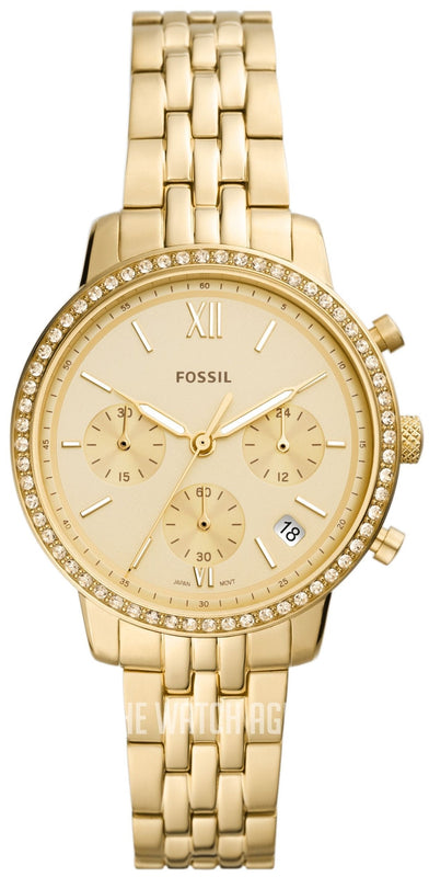 Fossil Neutra Chronograph Gold Dial Gold Steel Strap Watch for Women - ES5219 Authentic Buy Shop Now