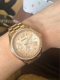 Fossil Cecile Chronograph Gold Dial Gold Steel Strap Watch for Women - AM4482 Authentic Buy Shop Now