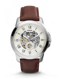 Fossil Grant Automatic White Dial Brown Leather Strap Watch for Men - ME3052 Authentic Buy Shop Now