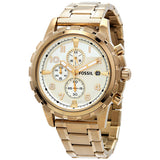 Fossil Dean Chronograph Champagne Dial Gold Steel Strap Watch for Men - FS4867 Authentic Buy Shop Now