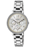 Fossil Jacqueline Multi-Function Mother of Pearl Dial Silver Steel Strap Watch for Women - ES3755 Authentic Buy Shop Now