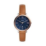 Fossil Jacqueline Three Hand Date Luggage Blue Dial Brown Leather Strap Watch for Women - ES4274 Authentic Buy Shop Now