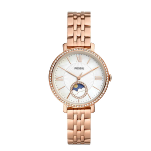 Fossil Jacqueline Analog Moonphase Mother of Pearl White Dial Rose Gold Steel Strap Watch for Women - ES5165 Authentic Buy Shop Now