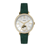 Fossil Jacqueline Multifunction Moonphase Mother of Pearl White Dial Green Leather Strap Watch for Women - ES5244 Authentic Buy Shop Now
