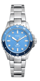 Fossil Blue Dive Three Hand Blue Dial Silver Steel Strap Watch For Women - ES5353 Authentic Buy Shop Now