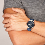 Fossil Grant Chronograph Blue Dial Blue Leather Strap Watch for Men - FS4835 Authentic Buy Shop Now