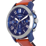 Fossil Grant Chronograph Blue Dial Brown Leather Strap Watch for Men - FS5151 Authentic Buy Shop Now