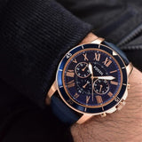Fossil Grant Sport Chronograph Blue Dial Blue Leather Strap Watch for Men - FS5237 Authentic Buy Shop Now