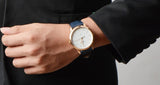 Fossil The Minimalist Slim White Dial Blue Leather Strap Watch for Men - FS5371 Authentic Buy Shop Now