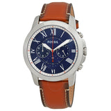 Fossil Grant Chronograph Blue Dial Brown Leather Strap Watch for Men - FS5210 Authentic Buy Shop Now