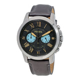 Fossil Grant Chronograph Gunmetal Grey Dial Grey Leather Strap Watch for Men - FS5183 Authentic Buy Shop Now