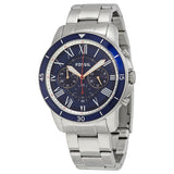Fossil Grant Sport Chronograph Blue Dial Silver Steel Strap Watch for Men - FS5238 Authentic Buy Shop Now