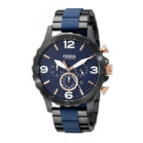 Fossil Nate Chronograph Blue Dial Two Tone Steel Strap Watch for Men - JR1494 Authentic Buy Shop Now