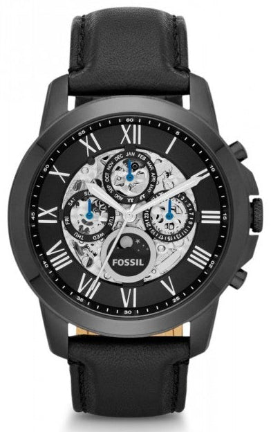 Fossil Grant Automatic Black Dial Black Leather Strap Watch for Men - ME3028 Authentic Buy Shop Now