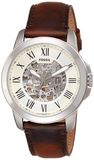 Fossil Grant Automatic Beige Skeleton Dial Brown Leather Strap Watch for Men - ME3099 Authentic Buy Shop Now