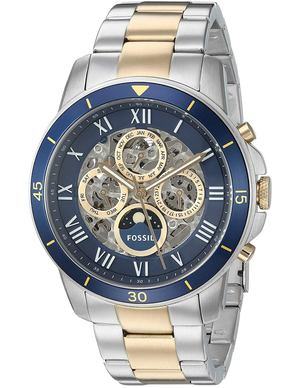 Fossil Grant Sport Automatic Skeleton Blue Dial Two Tone Steel Strap Watch for Men - ME3141 Authentic Buy Shop Now