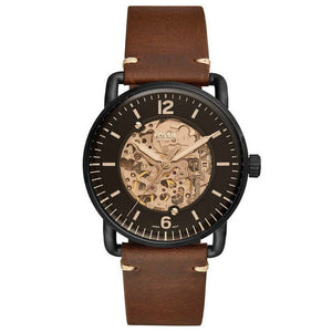Fossil Commuter Automatic Black Dial Brown Leather Strap Watch for Men - ME3158 Authentic Buy Shop Now