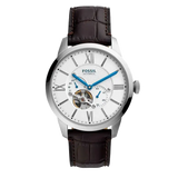 Fossil Townsman Automatic Chronograph White Dial Blue Leather Strap Watch for Men - ME3167 Authentic Buy Shop Now