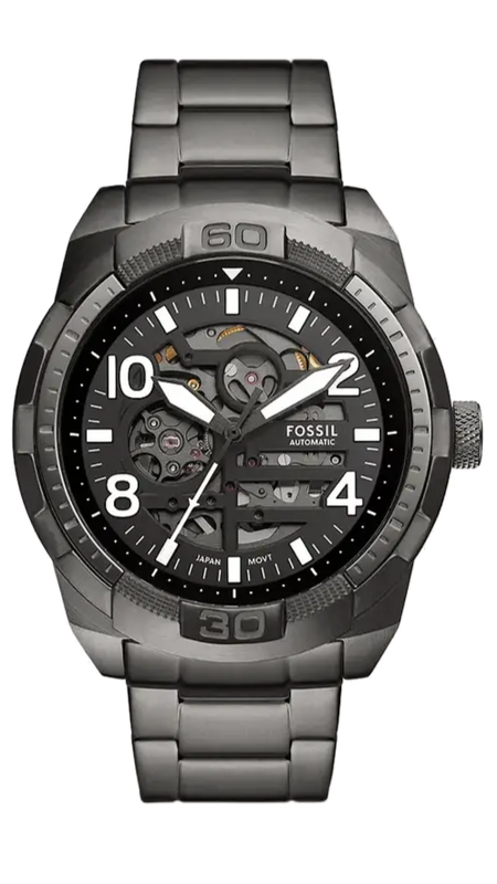 Fossil Bronson Automatic Skeleton Black Dial Grey Steel Strap Watch for Men - ME3255 Authentic Buy Shop Now