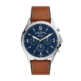 Fossil Forrester Chronograph Blue Dial Brown Leather Strap Watch for Men - S5607 Authentic Buy Shop Now