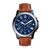 Fossil Grant Chronograph Blue Dial Brown Leather Strap Watch for Men - FS5151 Authentic Buy Shop Now