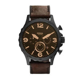 Fossil Nate Chronograph Brown Dial Brown Leather Strap Watch for Men - JR1487 Authentic Buy Shop Now