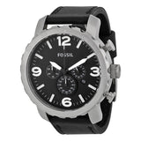 Fossil Nate Chronograph Black Dial Black Leather Strap Watch for Men - JR1436 Authentic Buy Shop Now