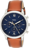 Fossil Neutra Chronograph Blue Dial Brown Leather Strap Watch for Men - FS5453 Authentic Buy Shop Now