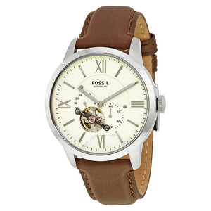 Fossil Townsman Automatic White Dial Brown Leather Strap Watch for Men - ME3064 Authentic Buy Shop Now