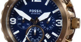 Fossil Nate Chronograph Blue Dial Brown Leather Strap Watch for Men - JR1505 Authentic Buy Shop Now