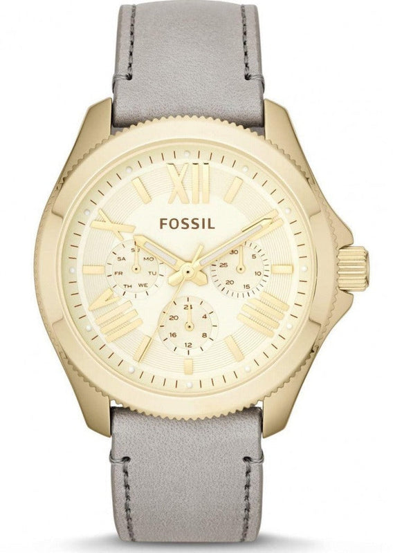 Fossil Cecile Champagne Dial Grey Leather Strap Watch for Women - AM4529 Authentic Buy Shop Now