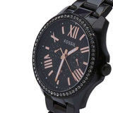 Fossil Cecile Multi Function Crystals Black Dial Black Steel Strap Watch for Women - AM4522 Authentic Buy Shop Now