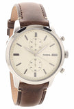 Fossil Townsman Chronograph White Dial Brown Leather Strap Watch for Men - FS5350 Authentic Buy Shop Now