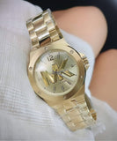 Michael Kors Lennox Three-Hand Quartz Gold Dial Gold Steel Strap Watch For Men - MK8939 Authentic Buy Shop Now