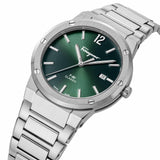Salvatore Ferragamo F-80 Classic Green Dial Silver Steel Strap Watch for Men - SFDT02123 Authentic Buy Shop Now